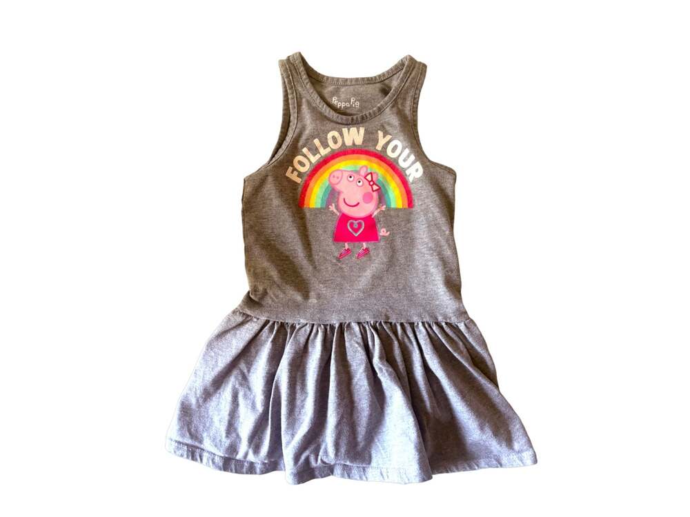 Peppa Pig Girls Gray Rainbow Tank Dress Size 3T